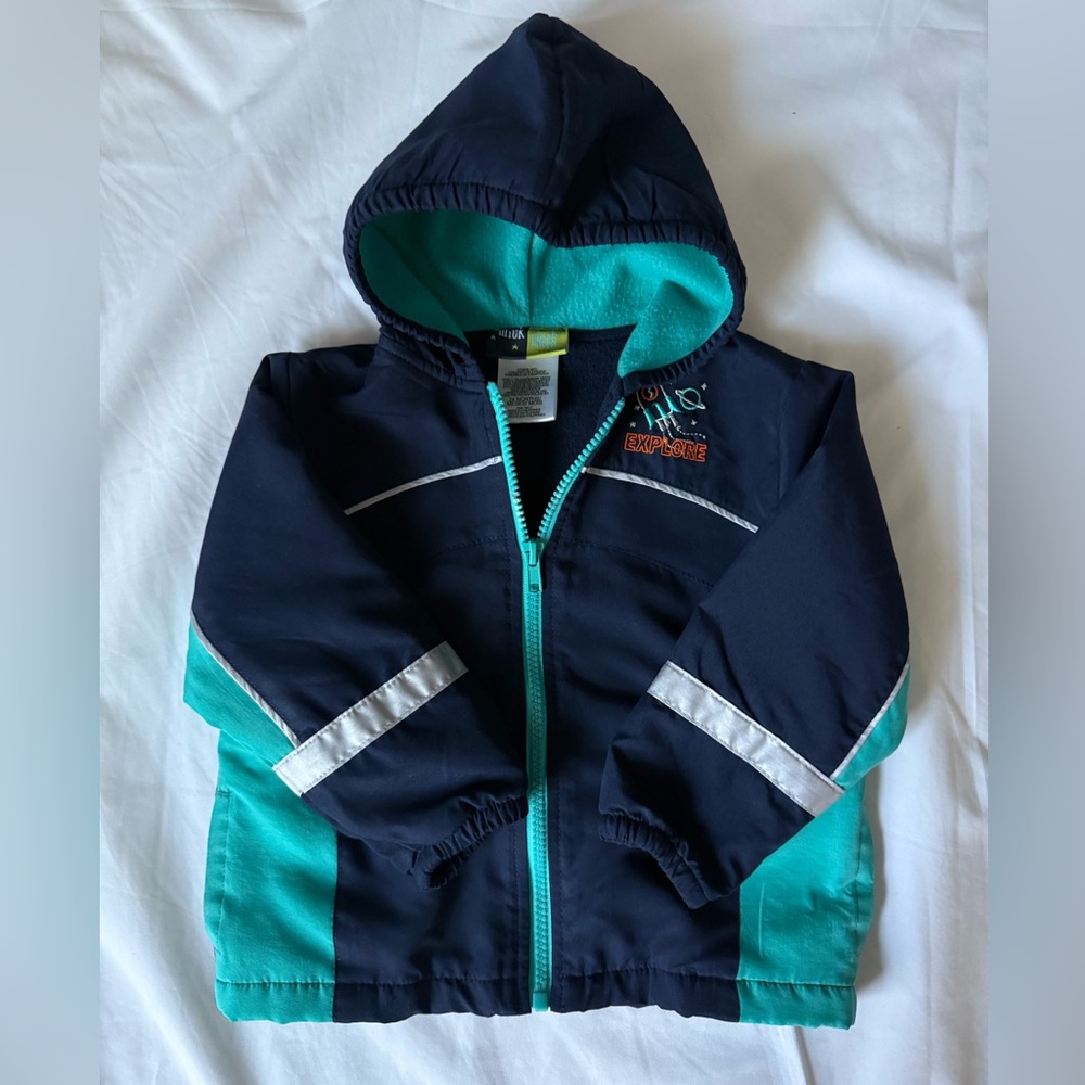 Toddler Fleece Lined Hooded Jacket with Reflective Stripes